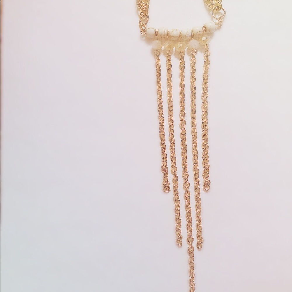 Handmade gold one of a kind necklace tiered chains